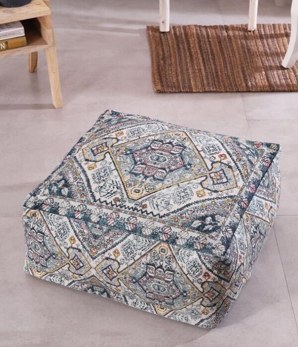 Pouf vintage bohème, tapis ottoman imprimé rustique, coussins de sol carrés, décoration de chambre ottomane marocaine design persan